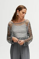 Nocturne Mesh Blouse in Grey at Nordstrom