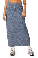 EDIKTED Railroad Denim Maxi Skirt Blue Mix at Nordstrom,