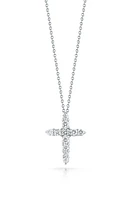 Roberto Coin Tiny Treasures Diamond Cross Pendant Necklace in White Gold at Nordstrom, Size 16