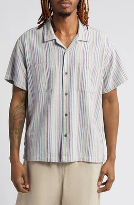 Obey Talby Stripe Oxford Cloth Camp Shirt Hydrangea Multi at Nordstrom,