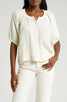 Marine Layer Wren Puff Sleeve Cotton Peasant Top Antique White at Nordstrom,