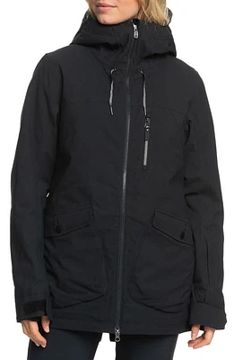 Roxy Stated Waterproof Hooded Snow Jacket True Black at Nordstrom,