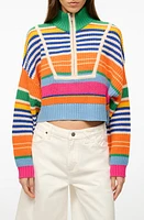 STAUD Stripe Crop Cotton Blend Sweater at Nordstrom,