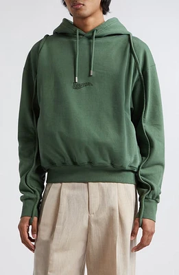 Jacquemus Le Sweatshirt Camargue Logo Embroidered Hoodie Dark Green at Nordstrom,