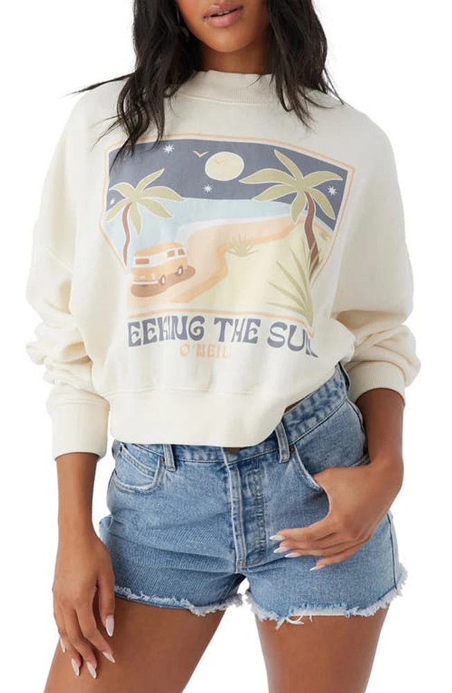 O'Neill Roam Slow Moment Graphic Crop Sweatshirt Winter White at Nordstrom,