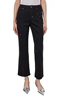 Ming Wang Crystal Front Flared Ankle Jeans Black at Nordstrom,