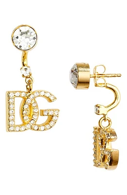 Dolce & Gabbana DG Crystal Logo Drop Back Earrings in Oro at Nordstrom