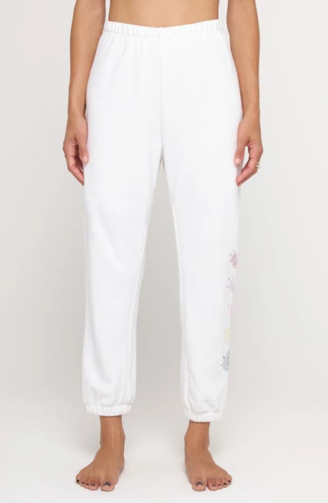 Spiritual Gangster All Eyes Luna High Waist Crop Cotton & Modal Joggers White at Nordstrom,