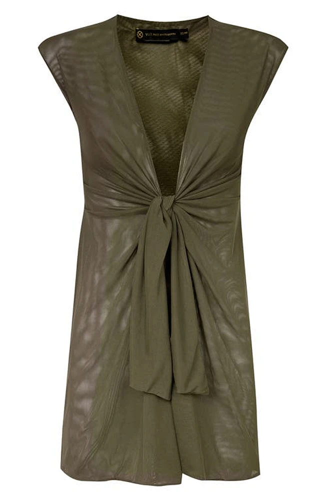 ViX Swimwear Sasha Knot Front Cover-Up Dress Green at Nordstrom,