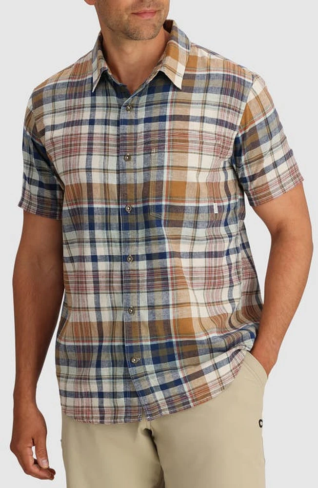 Outdoor Research Weisse Plaid Short Sleeve Button-Up Shirt at Nordstrom,