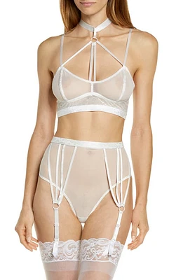 Coquette Strappy Choker Bra & High Waist Panties White at Nordstrom,