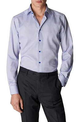 Eton Contemporary Fit Textured Solid Dress Shirt Blue at Nordstrom,