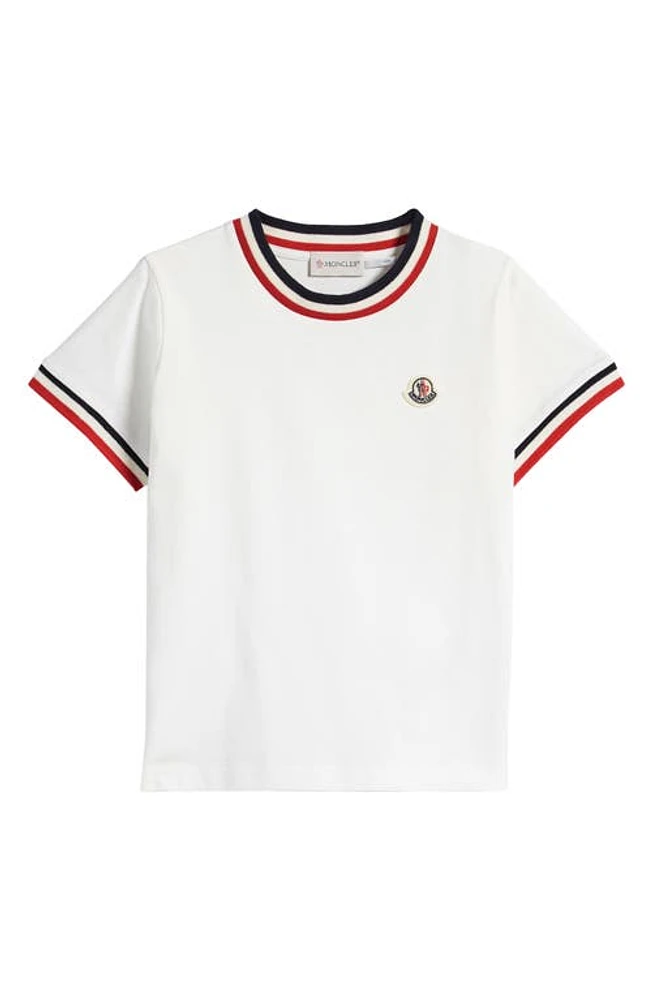 Moncler Kids' Tricolor Logo T-Shirt in White at Nordstrom, Size 10Y