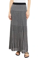 Misook Burnout Stripe A-Line Maxi Skirt in Black/White at Nordstrom, Size Large