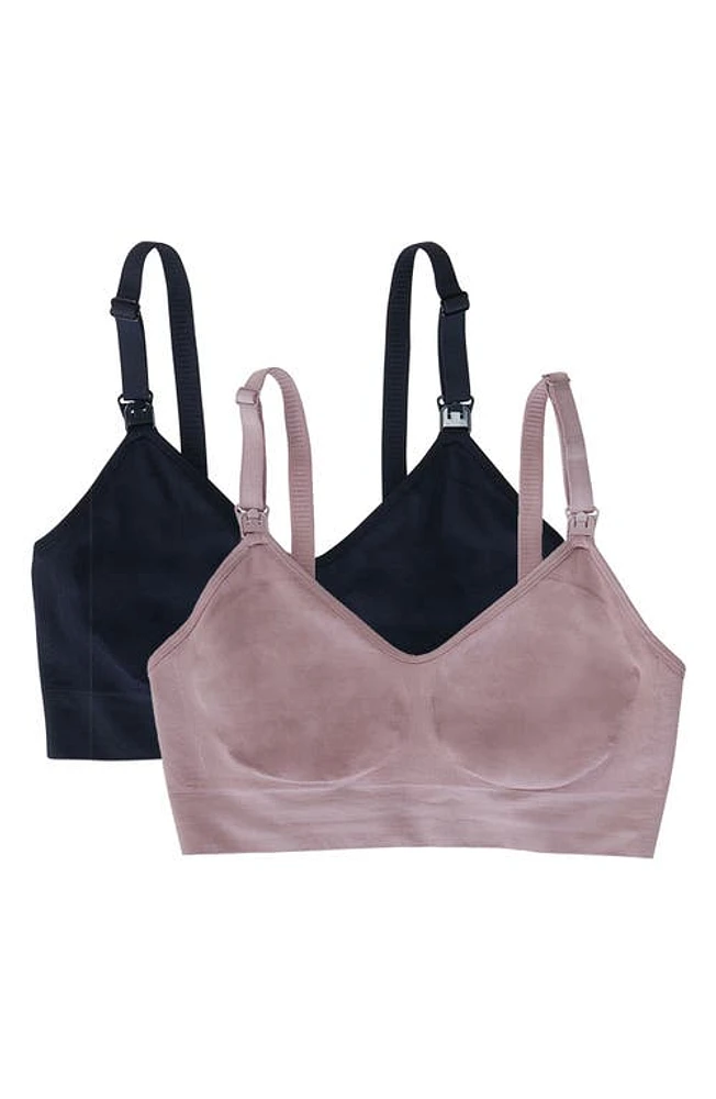 Ingrid & Isabel Set of 2 Nursing/Pumping Bras Black /Mauve at Nordstrom,