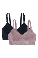 Ingrid & Isabel Set of 2 Nursing/Pumping Bras Black /Mauve at Nordstrom,