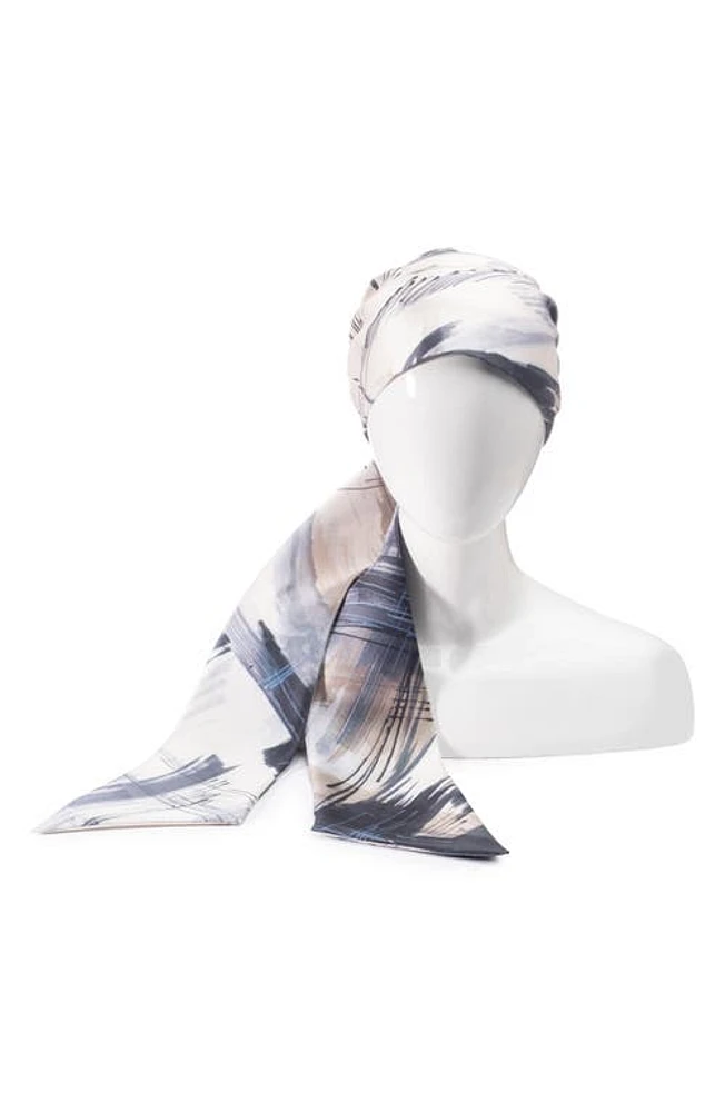 Eugenia Kim Gigi Satin Headscarf in Ivory/Beige/Navy at Nordstrom