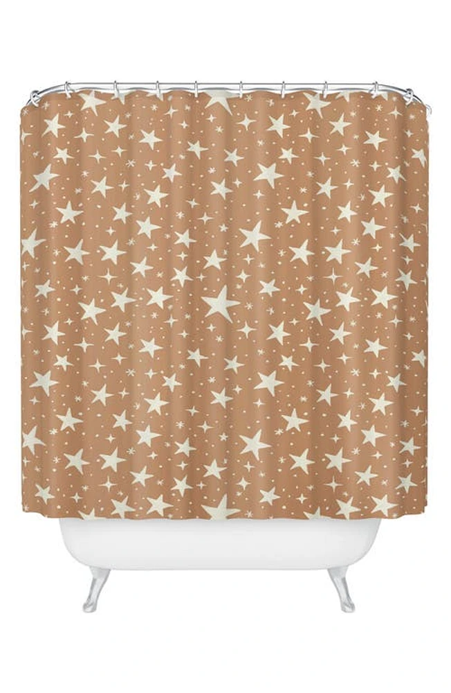 Deny Designs Star Print Shower Curtain in Brown at Nordstrom