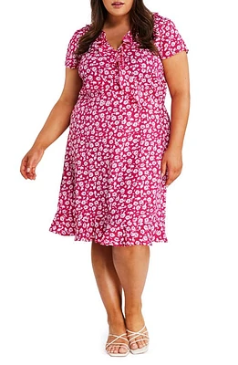 Estelle Grapa Floral Faux Wrap Dress in Lipstick/Milk at Nordstrom, Size 18W