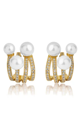 Hueb Spectrum Pearl Huggie Earrings in Yellow Gold at Nordstrom