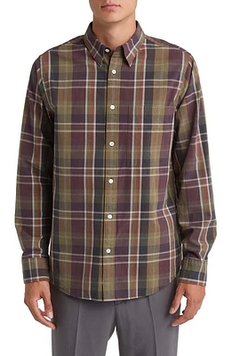 NN07 Cohen 5204 Plaid Organic Cotton Poplin Button-Up Shirt Check at Nordstrom,