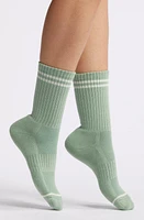 Le Bon Shoppe Boyfriend Stripe Cotton Blend Rib Crew Socks in Meadow at Nordstrom