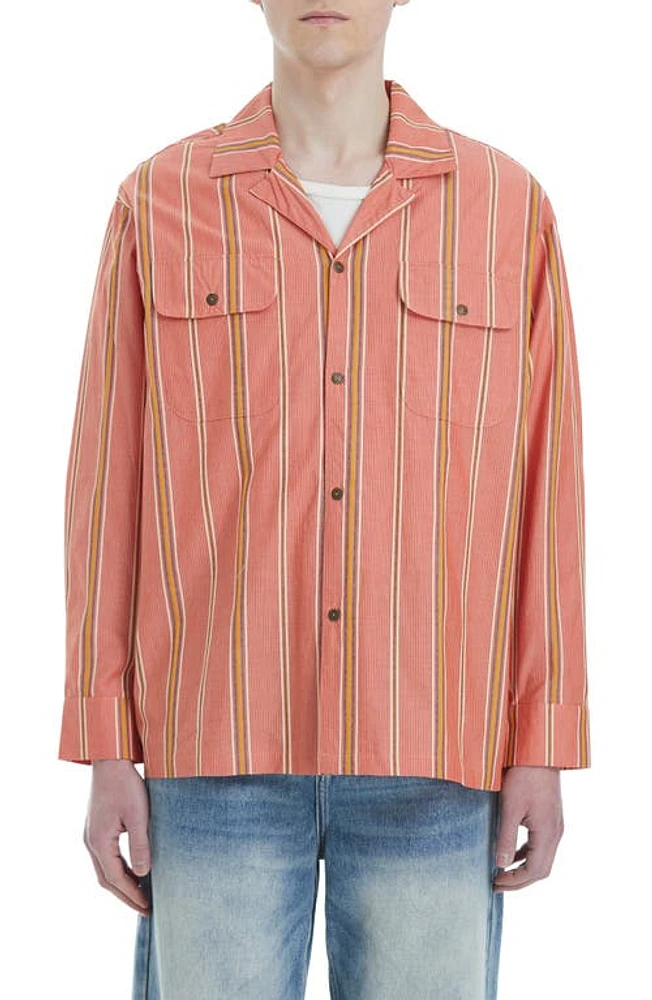 FOUND Citrus Stripe Cotton Button-Up Shirt at Nordstrom,