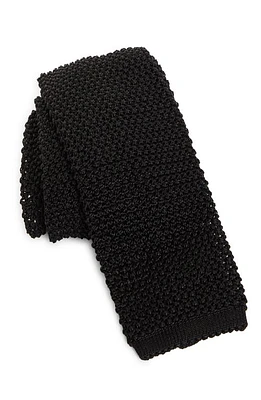 Ralph Lauren Purple Label Silk Knit Skinny Tie in Black at Nordstrom