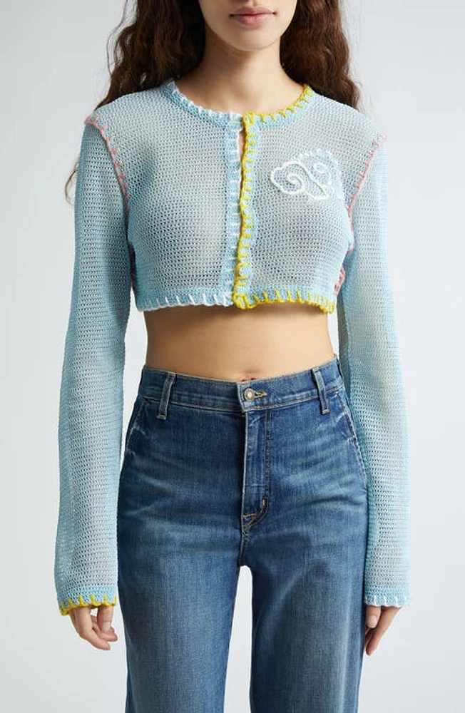 YanYan Netty Crop Open Knit Cardigan Sky at Nordstrom,