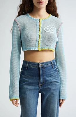 YanYan Netty Crop Open Knit Cardigan Sky at Nordstrom,