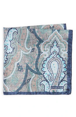 EDWARD ARMAH Exploded Paisley Silk Pocket Square in Denim at Nordstrom