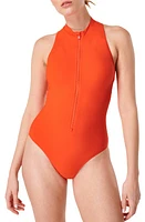 Sweaty Betty Vista High Neck Zip-Up One-Piece Swimsuit at Nordstrom,