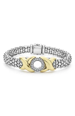 LAGOS Embrace XO Pavé Diamond Caviar Bracelet in Gold/Silver at Nordstrom, Size 7