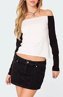 EDIKTED Tom Off the Shoulder Colorblock Top Black-And-White at Nordstrom,