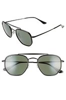 Ray-Ban 52mm Polarized Irregular Aviator Sunglasses in Black/Green Solid at Nordstrom