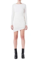 Grey Lab Ruched Long Sleeve Minidress Cream at Nordstrom,