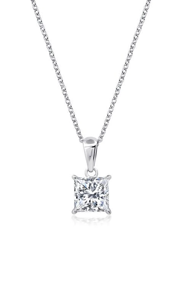 Crislu Princess Cut Cubic Zirconia Pendant Necklace in Platinum at Nordstrom