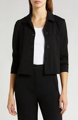 halogen(r) Knit Utility Jacket Rich Black at Nordstrom,