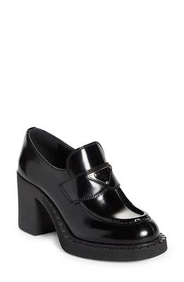 Prada Chocolate Platform Loafer Black at Nordstrom,