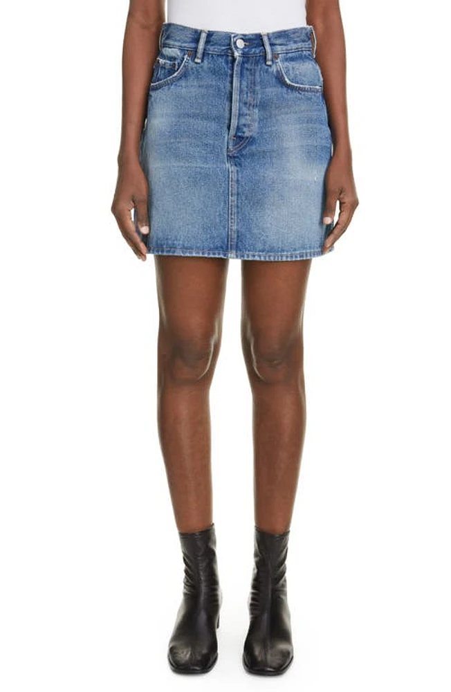 Acne Studios Distressed Denim Miniskirt in Mid Blue at Nordstrom, Size 2 Us