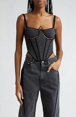 Dion Lee Reflective Wire Knit Corset Top Asphalt/Black at Nordstrom,