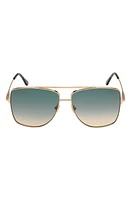 TOM FORD Reggie 61mm Gradient Aviator Sunglasses in Shiny Rose Gld/Gradient Blue at Nordstrom