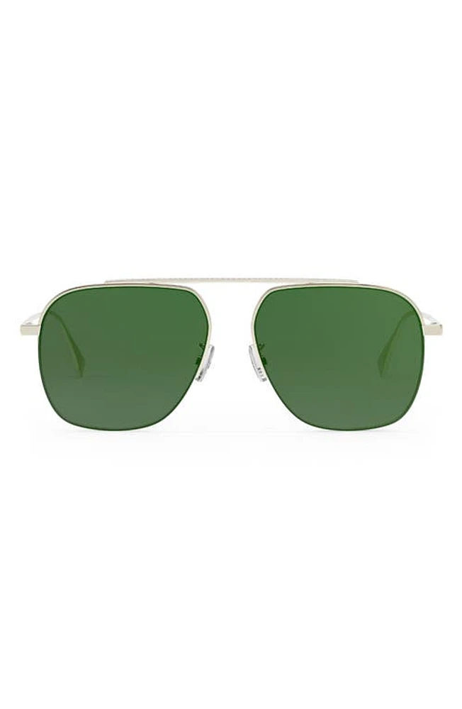 'Fendi Travel 57mm Geometric Sunglasses in Gold /Green Mirror at Nordstrom