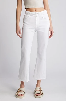 FRAME Braided Waist Le Crop Mini Bootcut Jeans White at Nordstrom,