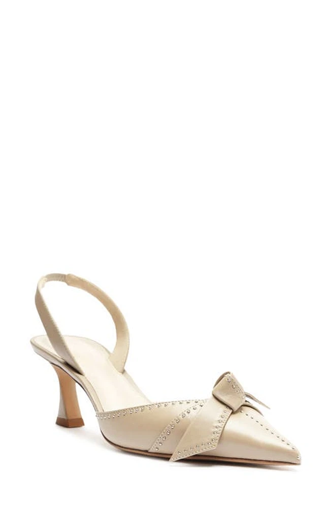 Alexandre Birman Clarita Bell Stud Pointed Toe Slingback Pump Semolina at Nordstrom,