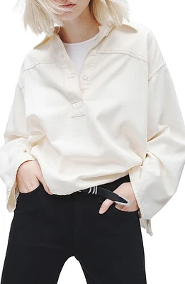 rag & bone Emily Lightweight Denim Popover Shirt Ecru at Nordstrom,