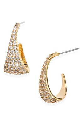 Nordstrom Pavé Cubic Zirconia Tapered Hoop Earrings in Clear- Gold at Nordstrom