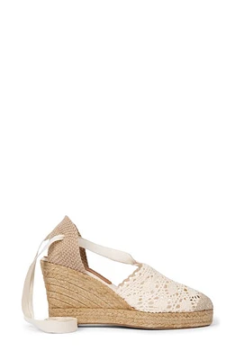 Penelope Chilvers High Valenciana Ankle Tie Espadrille Wedge Pump Chalk at Nordstrom,