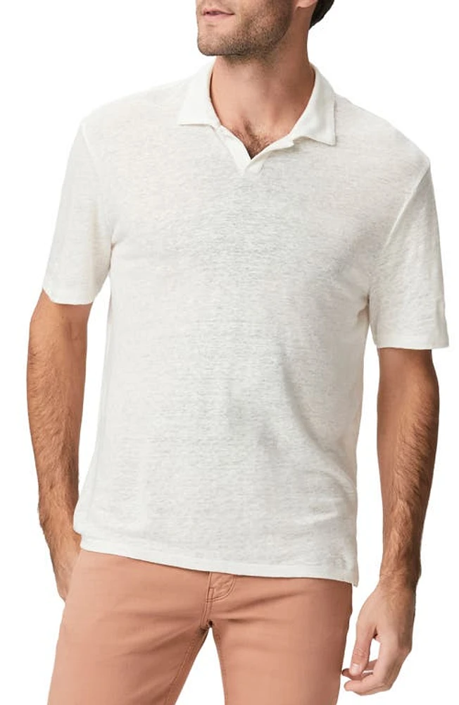 PAIGE Shelton Slub Linen Polo in White at Nordstrom, Size X-Large