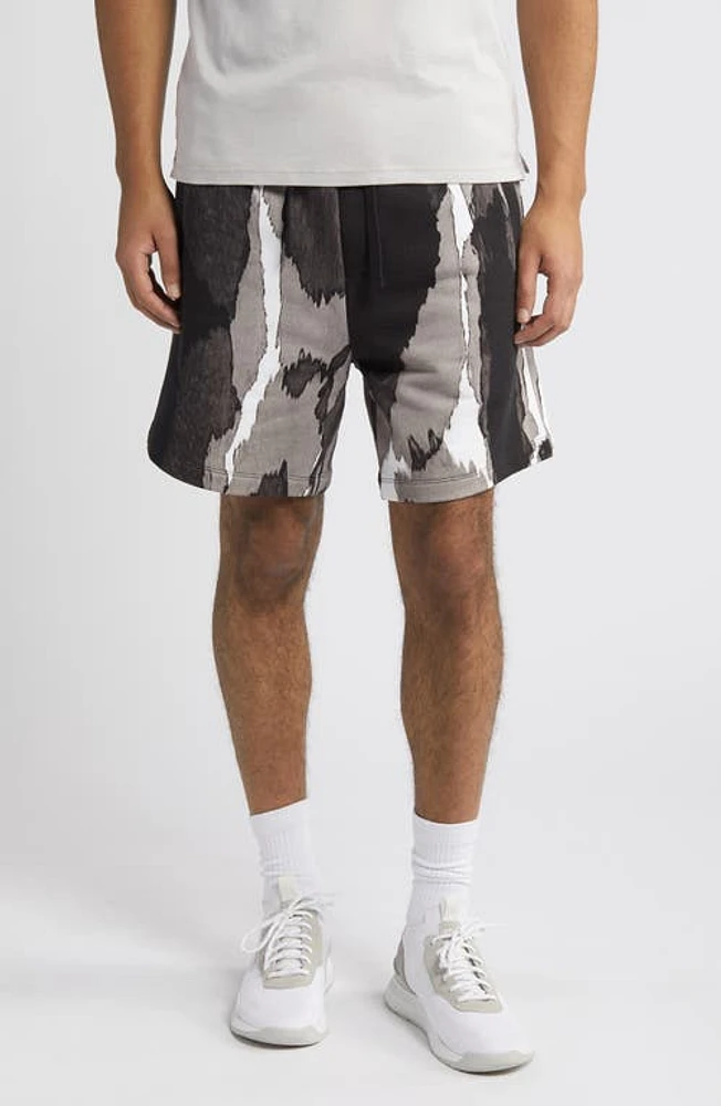 HUGO Daverar Cotton Drawstring Shorts Black Multi at Nordstrom,